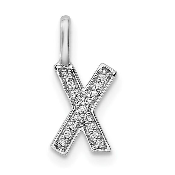 Kazi Luxury 14K White Gold Diamond Letter X Initial Pendant